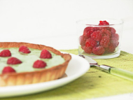 Recette tarte à la crème de pistache et aux framboises