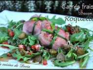 Recette ballotins de carrés frais sur salade de roquette