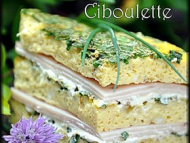 Recette millefeuille à l’omelette ciboulette, jambon et fromage frais