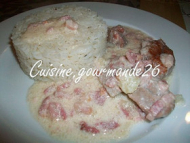 Recette emincé de dinde aux lardons et à la crème