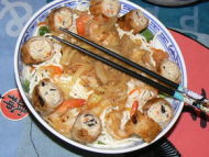 Recette bo bun aux crevettes, nems de poulet