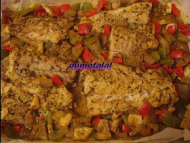 Recette filets de cabillaud aux poivrons et aubergines