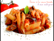 Recette penne à la sauce tomate et aux aubergines   