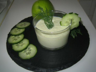 Recette gaspacho concombres, pommes granny aux graines de moutarde