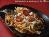 Recette nouilles udon sauce potiron, chorizo et roquefort