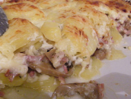 Recette gratin de pommes de terre, champignons, lardons à la tomme de savoie