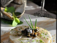 Recette duo de saint-jacques et coquillages en gelée citronnée