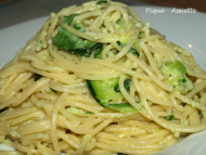 Recette spaghettis aux courgettes sauce chevre/basilic