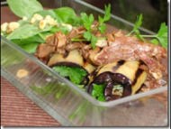Recette aubergine grillée farcie aux epinards et confit de canard