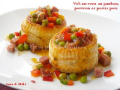 vol-au-vent au jambon, poivron et petits pois