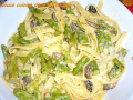 fettuccines aux asperges vertes et morilles