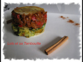 viande : mille feuille de boeuf haché au tandoori de tomate, amandes et paprika