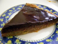 tarte au chocolat sur lit de poires