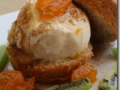 moelleux aux amandes, confit d’orange et glace vanille
