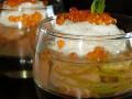 verrine de saumon en gelee de champagne, mousse au mascarpone