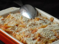 gratin de pâtes au potiron, chorizo et champignons