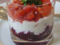 verrine de tomates et betteraves à la crème d’estragon