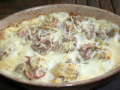 gratin d’andouillette sur lit de pommes de terre