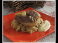 choucroute au magret de canard et banane plantain, sauce moutarde