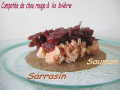 compotée de chou rouge, emiettée de saumon sur sarrasin