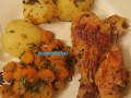 viande : pilons de poulets panés avec ses légumes