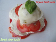Recette carpaccio de tomates sorbet citron basilic